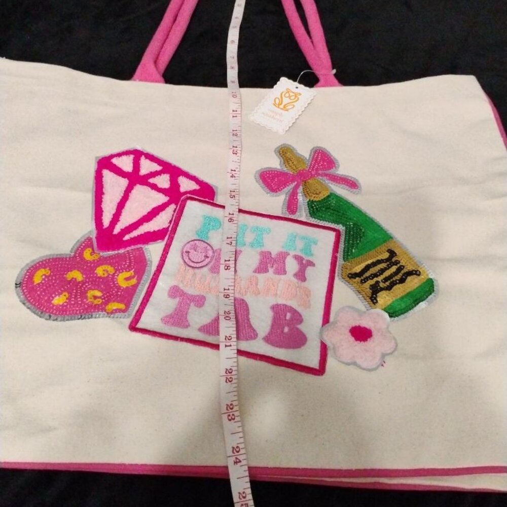 Simply Southern Put it On My Husbands Tab Sequined Tote Bag NWT - Picture 7 of 9